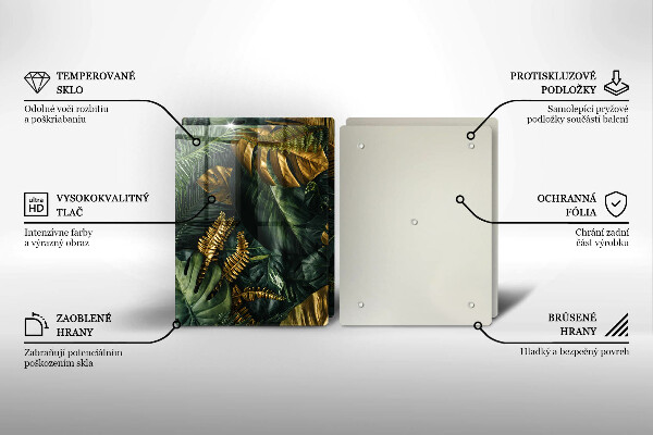 Induction hob cover Monstera golden leaves