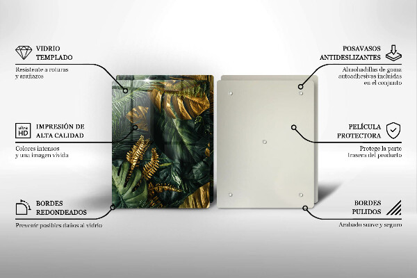 Induction hob cover Monstera golden leaves