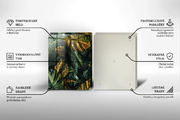 Induction hob cover Monstera golden leaves