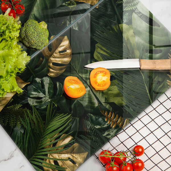 Induction hob cover Monstera golden leaves