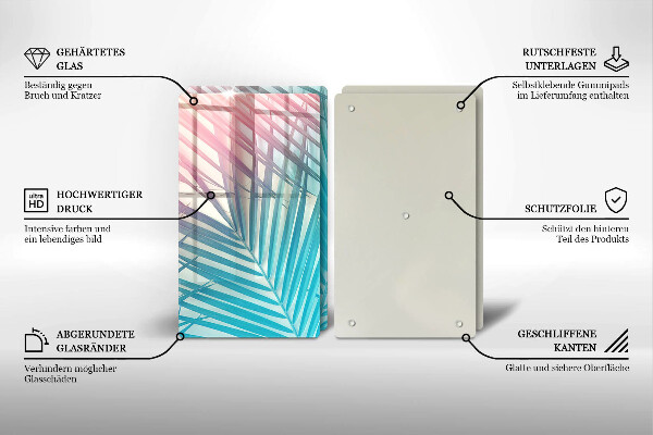 Induction hob cover Pastel leaves