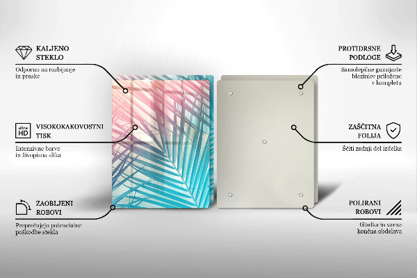 Induction hob cover Pastel leaves