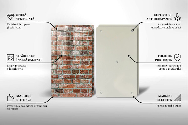 Induction hob cover Old bricks wall