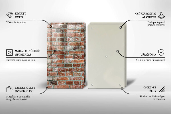 Induction hob cover Old bricks wall