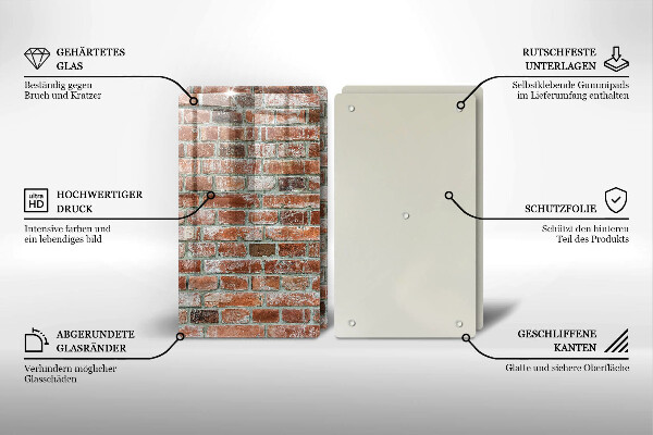 Induction hob cover Old bricks wall