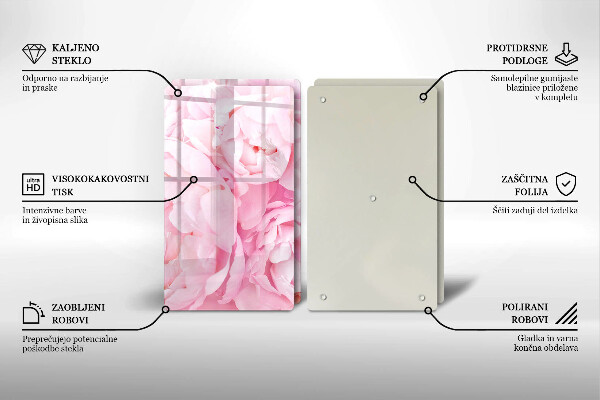 Kitchen worktop protector Delicate peonies