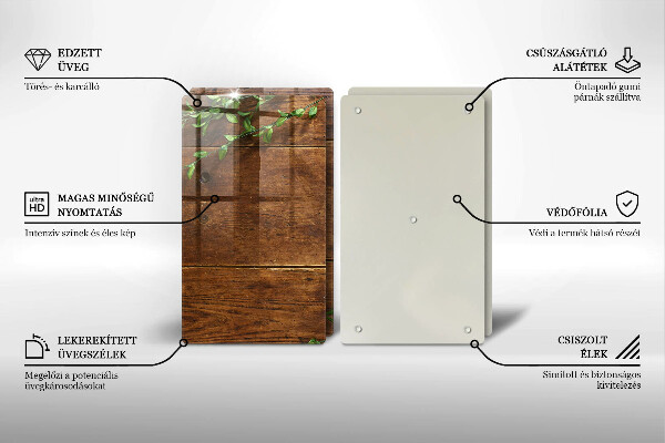 Induction hob cover Wooden boards and leaves