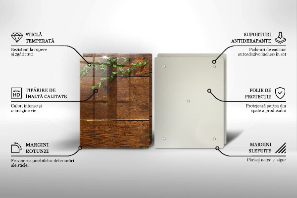 Induction hob cover Wooden boards and leaves