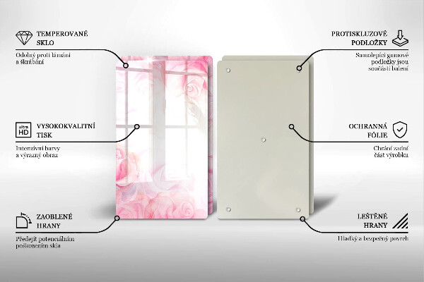 Induction hob cover Delicate background roses