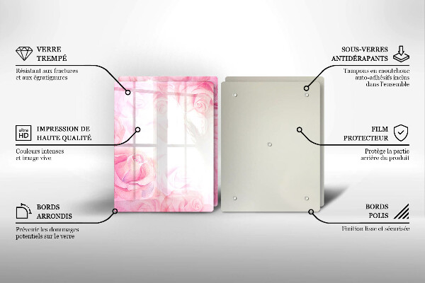 Induction hob cover Delicate background roses