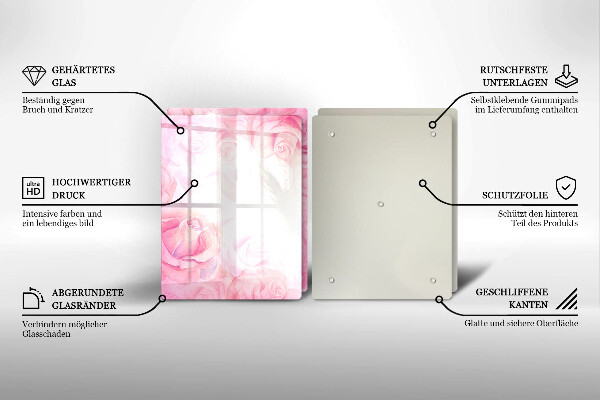 Induction hob cover Delicate background roses