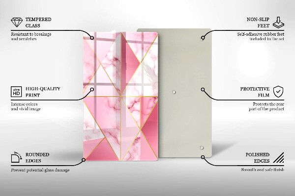 Induction hob protector Geometric marble