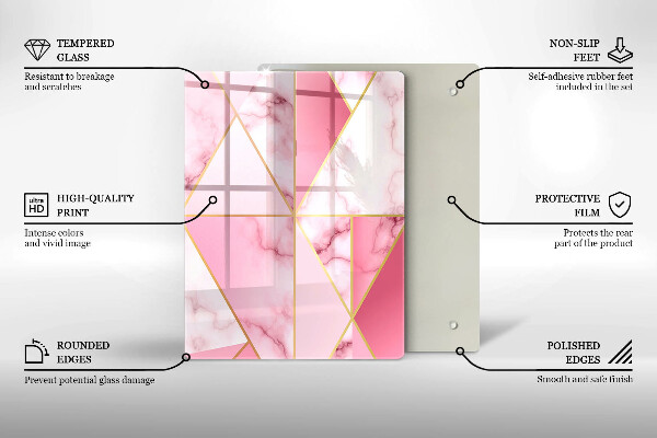 Induction hob protector Geometric marble