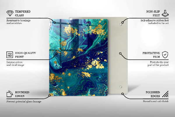 Induction hob protector Abstraction with gold