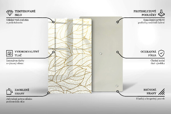 Induction hob protector Line-art leaves pattern