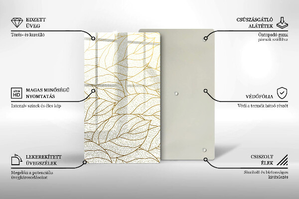 Induction hob protector Line-art leaves pattern