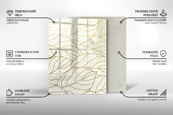 Induction hob protector Line-art leaves pattern