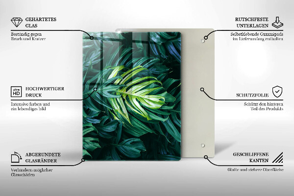 Induction hob protector Monstera wild leaves