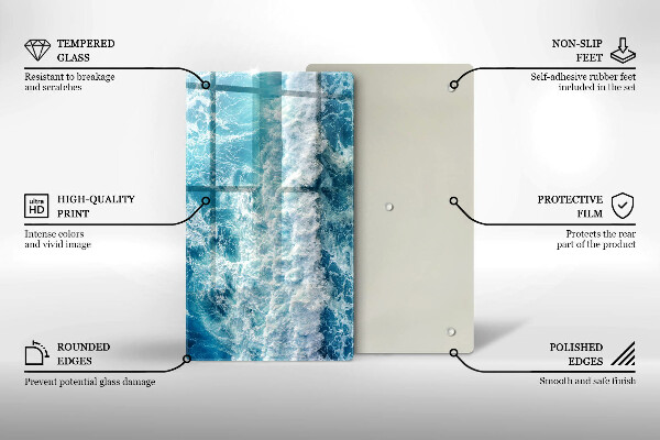 Induction hob protector Water sea waves