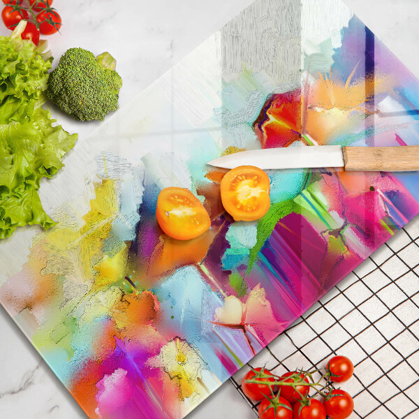 Induction hob protector Flowers painted with paints