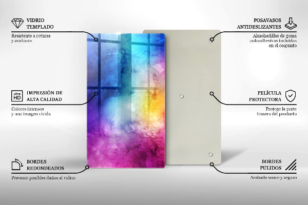 Kitchen countertop cover Rainbow watercolor spots