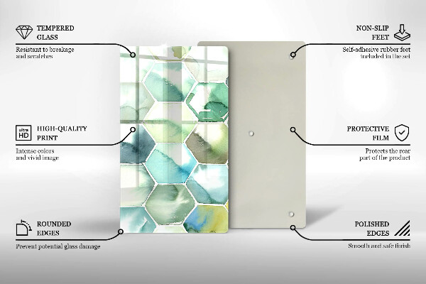 Induction hob protector Watercolor hexagons