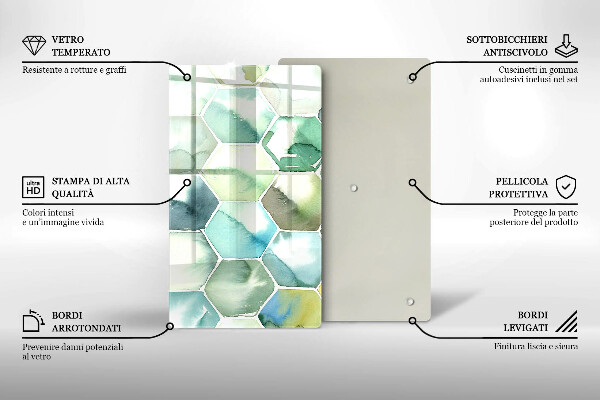 Induction hob protector Watercolor hexagons