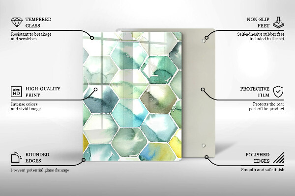 Induction hob protector Watercolor hexagons