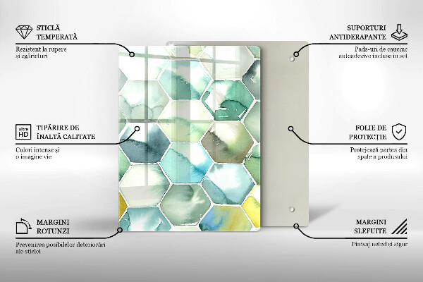 Induction hob protector Watercolor hexagons