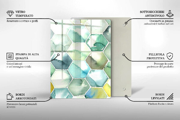 Induction hob protector Watercolor hexagons