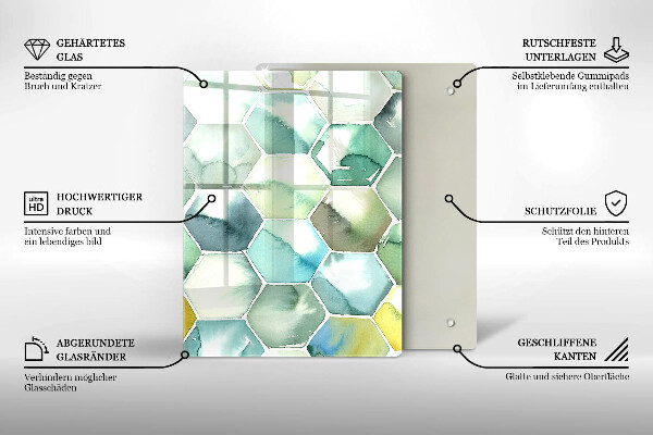 Induction hob protector Watercolor hexagons