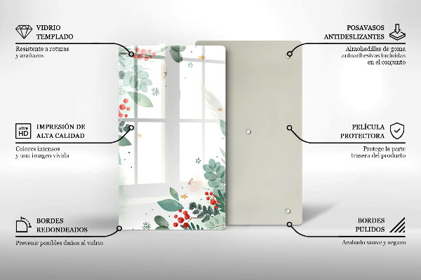 Induction hob protector Watercolors leaves