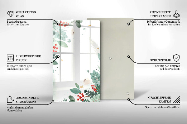 Induction hob protector Watercolors leaves