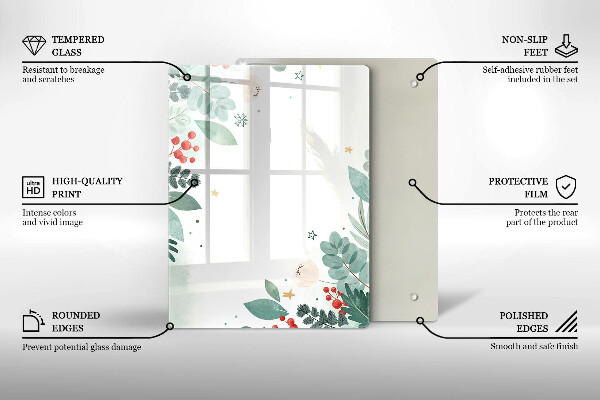 Induction hob protector Watercolors leaves