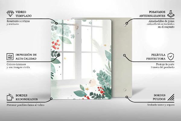 Induction hob protector Watercolors leaves