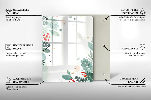 Induction hob protector Watercolors leaves