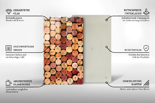 Induction hob protector Wine corks pattern