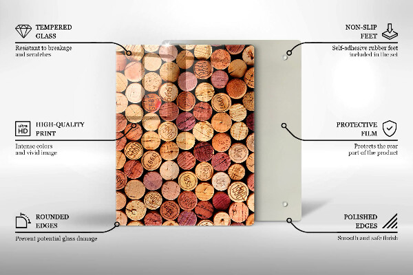 Induction hob protector Wine corks pattern