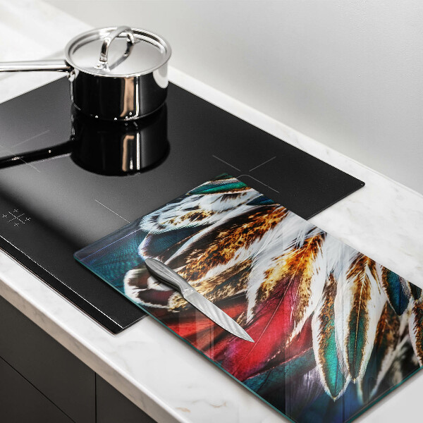 Induction hob protector Boho bird feathers