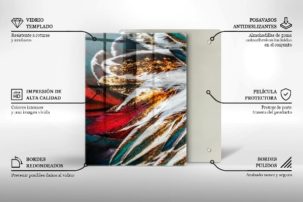 Induction hob protector Boho bird feathers