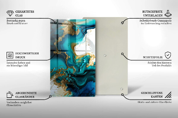 Induction hob protector Turquoise abstraction