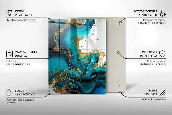 Induction hob protector Turquoise abstraction