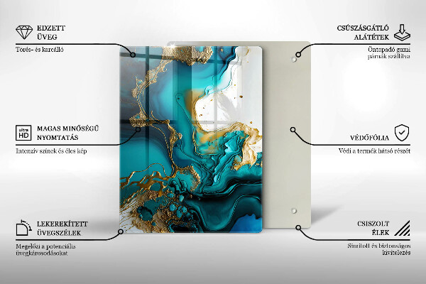 Induction hob protector Turquoise abstraction