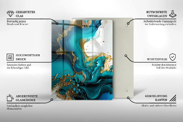 Induction hob protector Turquoise abstraction