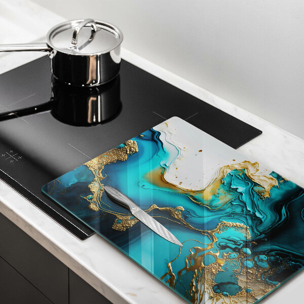 Induction hob protector Turquoise abstraction