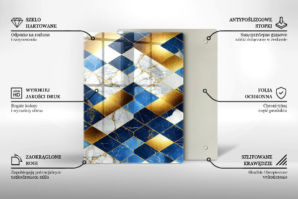 Induction hob protector Golden Rombs Marble