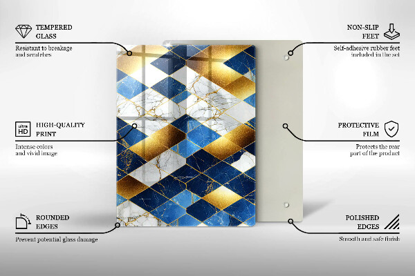 Induction hob protector Golden Rombs Marble