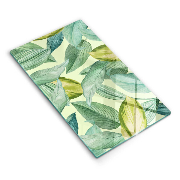 Induction hob protector Green tropical leaves