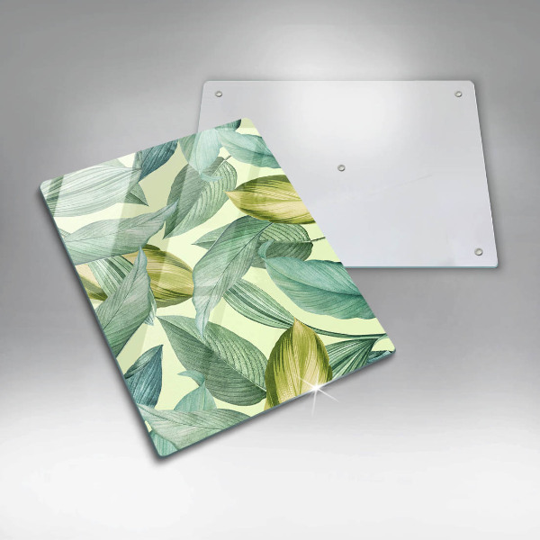Induction hob protector Green tropical leaves