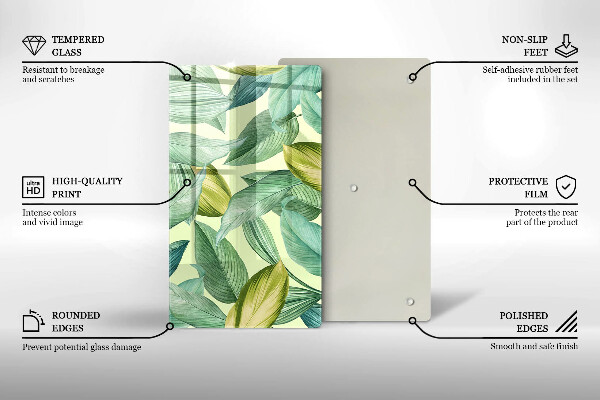 Induction hob protector Green tropical leaves